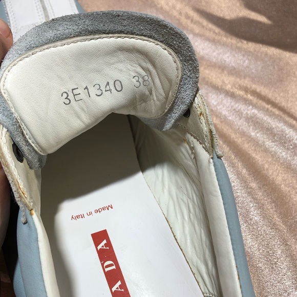PRADA leather women sneakers shoes blue white 9 - Picture 12 of 15